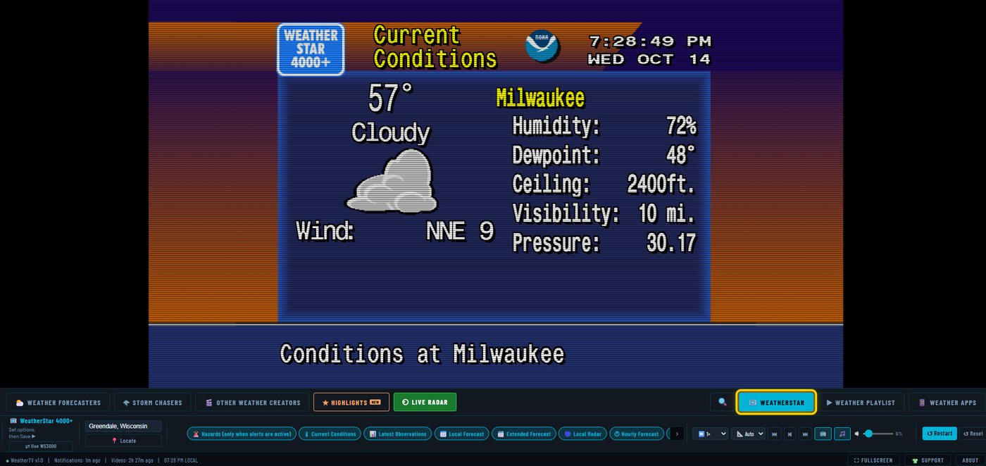 WeatherTV WeatherStar 4000+ current conditions display